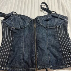 Guess Blue Denim Bustier with Zipper